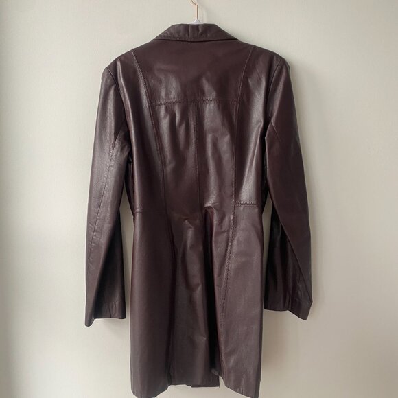 Vintage Danier Brown Leather Trench Coat - Picture 6 of 6